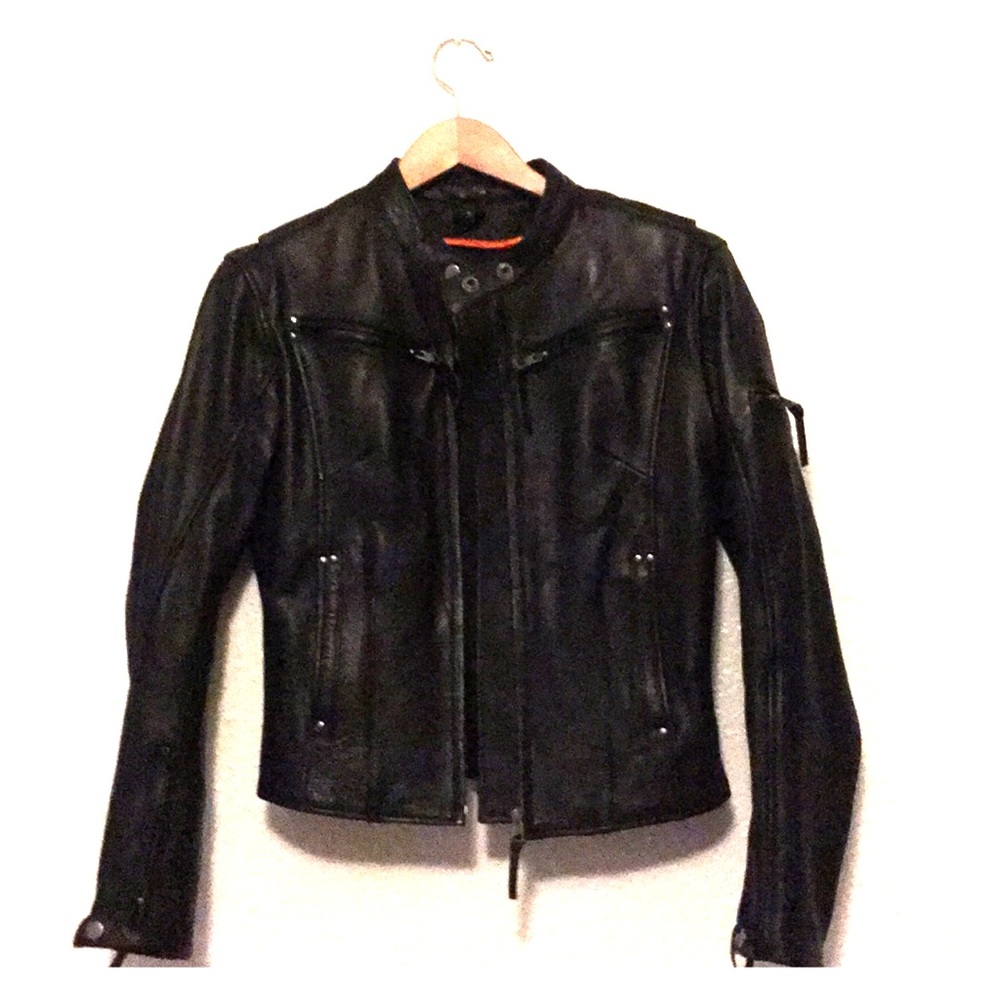 100% genuine leather black rider jacket size s